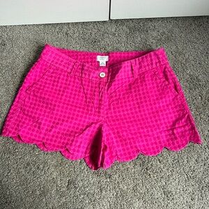 Crown & Ivy Hot Pink Scalloped High Waist Shorts
